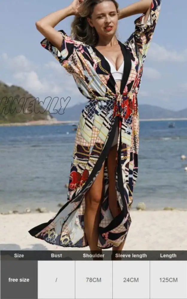 Zebra Snake Print Chiffon Beach Cover Up Tunics For Long Kaftan Beachwear Boho Chic Hippie